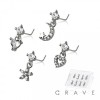 8PCS OF ASSORTED CZ DANGLE 316L SURGICAL STEEL L-SHAPE NOSE STUD BOX